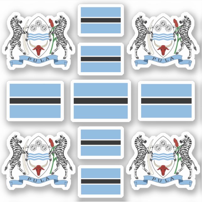 Adesivo Botswana - national symbols /Coat of arms and flag (Frente)