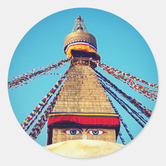 Adesivo Boudhanath Stupa, Olhos Buda, Himalaias, Nepal (Frente)