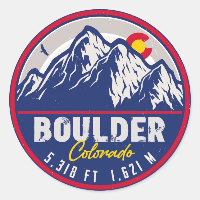 Adesivo Boulder Colorado Retro Sunset Mountain Souvenirs (Frente)