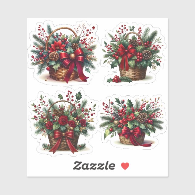 Adesivo Bouquet in a festive holiday basket (Folha)
