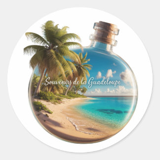 Adesivo Bouteille Souvenir Guadeloupe: Plage Tropicale 
