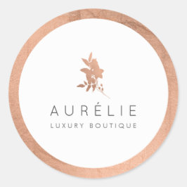 Adesivo Boutique Floral de Luxo Simples Rosa Dourado
