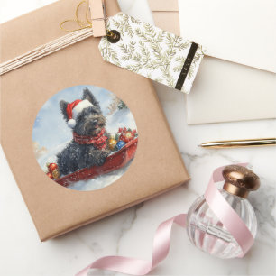 Adesivo Bouviers Des Flandres Dog em Sledge Christmas