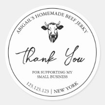 Bovino Simples, Homemade, Jerky, Obrigado Rótulo