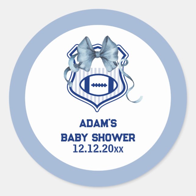 Adesivo Bow Crest Rookie Football Sport Boy Baby Shower (Frente)
