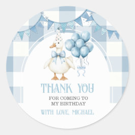 Adesivo Bow One Silly Goose 1st Birthday Blue Gingham