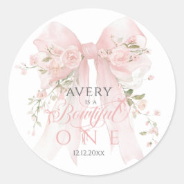 Adesivo Bowtiiful One 1st Birthday Floral Bow Girls