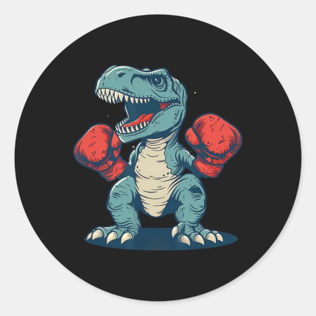 Adesivo Boxe Dinossauro Boxeador Dino Kickboxing T-rex Box (Frente)