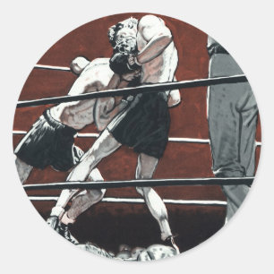 Adesivo Boxe Esportiva Vintage, Lutadores Lutam no Ringue