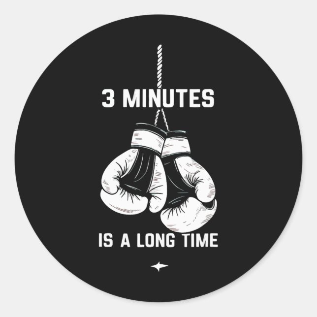 Adesivo Boxe Kickboxing Boxeador 3 Minutos É Um Longo Temp (Frente)