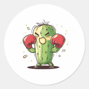 Adesivo Boxeador de Cacto Engraçado Humorístico Ly Punch 