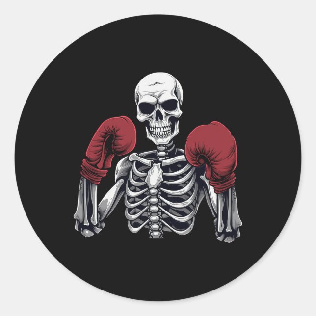 Adesivo Boxeador Esqueleto Boxe Kickboxing Halloween Artes (Frente)