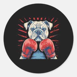 Adesivo Boxer Bulldog Com Luvas De Boxin Engraçadas