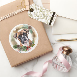 Adesivo Boxer Christmas Wreath Festivo Pup
