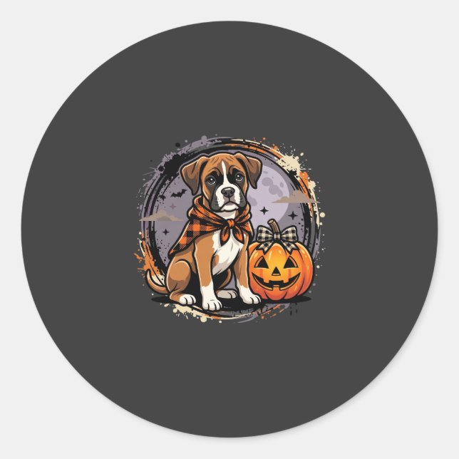 Adesivo Boxer Dog Halloween Abóbora Sublimação (Frente)