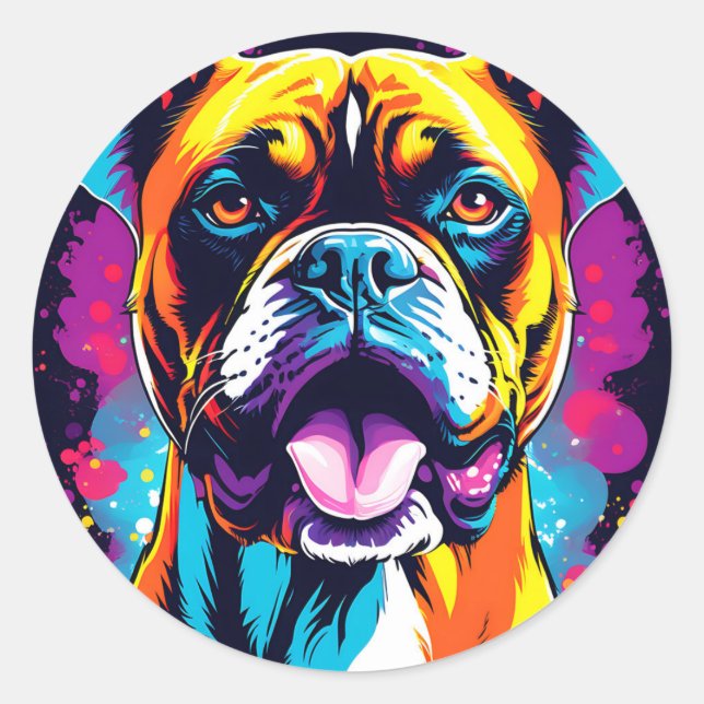 Adesivo Boxer Dog Portrait Pop Art (Frente)