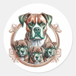 Adesivo Boxer Mãe E Seus 3 Filhotes