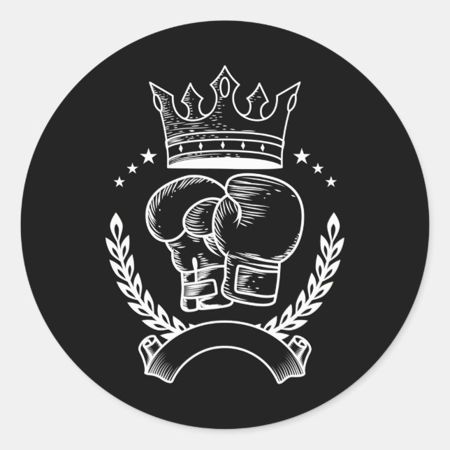 Adesivo Boxing Glove Crown Boxer Coach Combate Esporte (Frente)