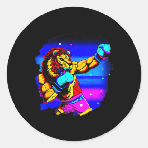 Adesivo Boxing Lion Legal Funny Lion Boxing