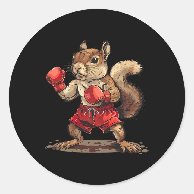 Adesivo Boxing Squirrel With Boxing Gloves Kickboxing Funn (Frente)
