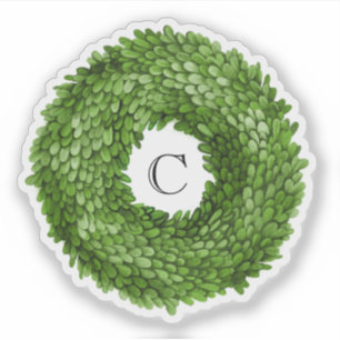 Adesivo Boxwood Wreath Monograma Vinyl Sticker