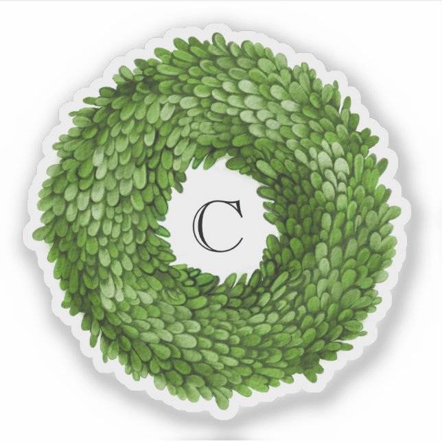 Adesivo Boxwood Wreath Monograma Vinyl Sticker (Frente)
