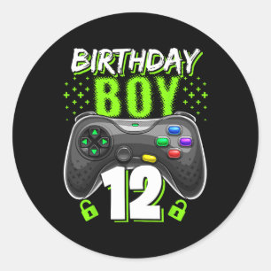 Adesivo Boy 12 Video Game Controller Gamer 12 Aniversário