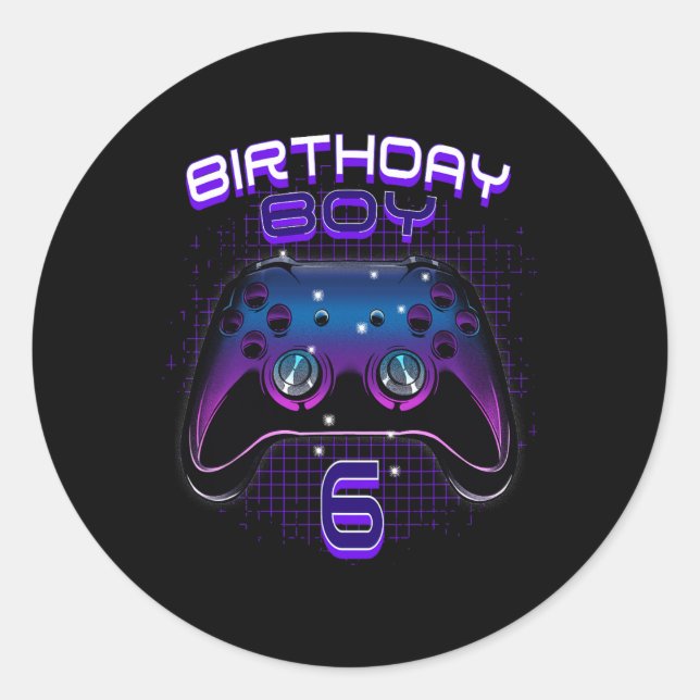 Adesivo Boy 6 Video Game Controller Gamer 6 Birthday Gif (Frente)