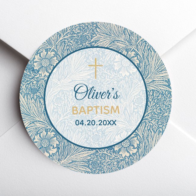 Adesivo Boy Baptism Blue Floral Marigold William Morris (Criador carregado)