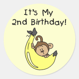 Adesivo Boy Monkey no segundo aniversário da Banana