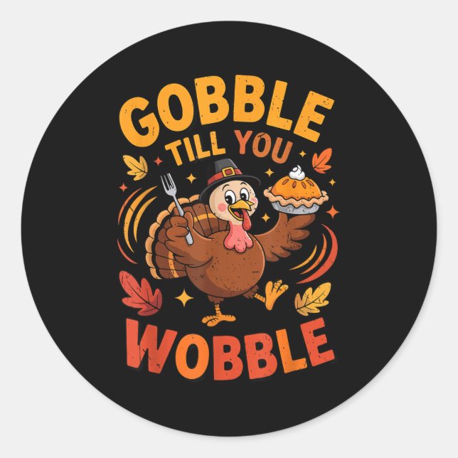 Adesivo Boy Toddler Gobble Till You Wobble Turkey Funny Th (Frente)
