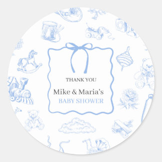 Adesivo Boy Toile De Jouy Blue Baby Shower