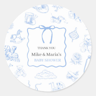 Adesivo Boy Toile De Jouy Blue Baby Shower