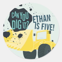 Adesivo Boys Birthday Construction Truck Blue Yellow