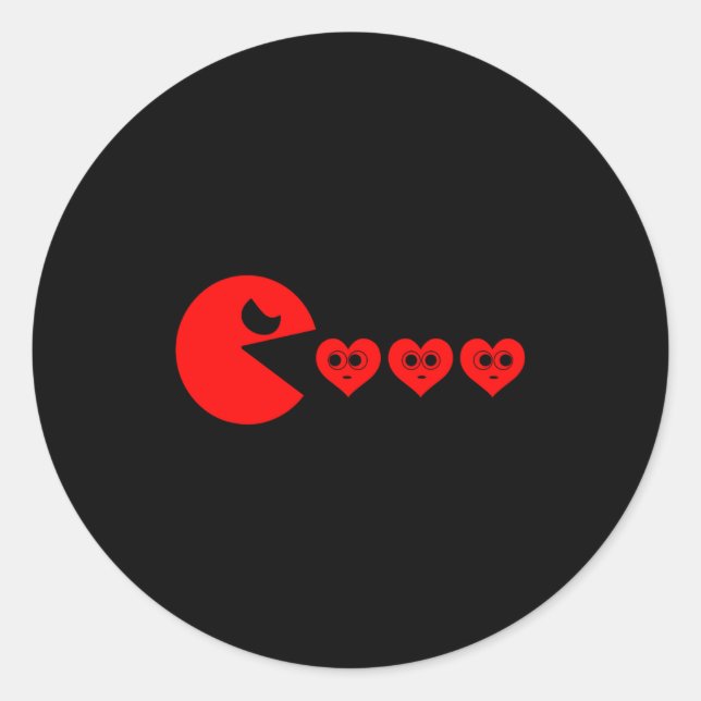 Adesivo Boys Kids Valentines Day Hearts Eating Funny Gamer (Frente)