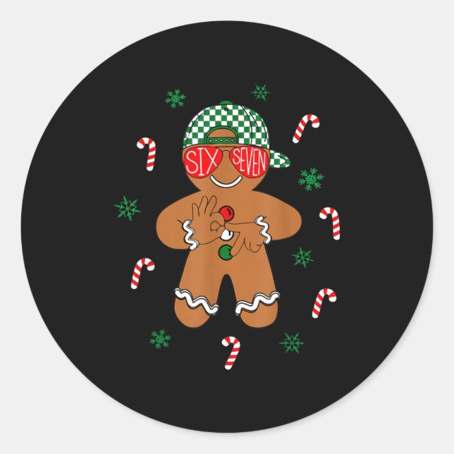 Adesivo Boys Mens Christmas 6 7 Gingerbread Funny Meme Six (Frente)