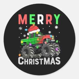 Adesivo Boys Monster Truck Feliz Natal Santa Hat Kids