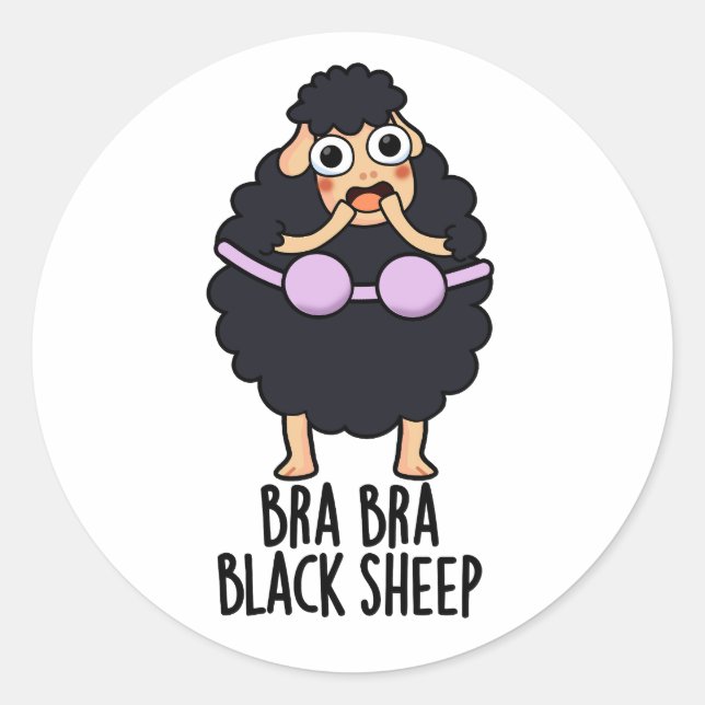 Adesivo Bra-bra Black Sheep Funny Animal Pun (Frente)