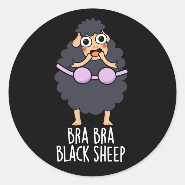 Adesivo Bra-bra Black Sheep Funny Animal Pun Dark BG (Frente)