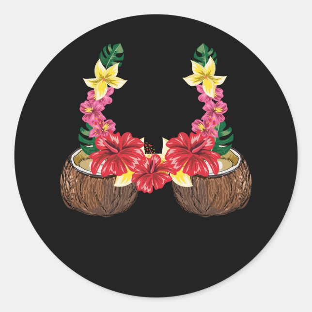 Adesivo Bra de Coco Havaiano Camisa Flor de Halloween (Frente)