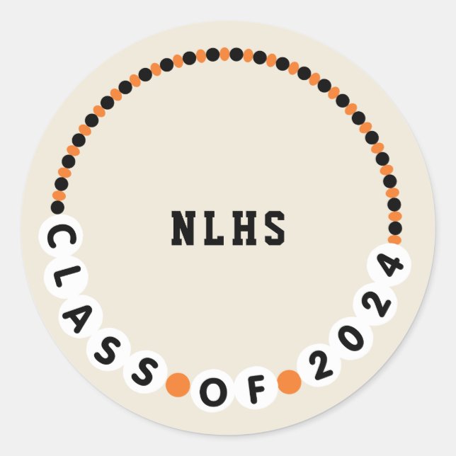 Adesivo Bracelete de Amizade 2024 Graduação Laranja + Pret (Frente)