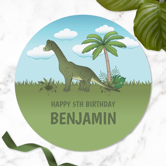 Adesivo Brachiosaurus Dinossaur Com Nome De Aniversário Tr (Criador carregado)