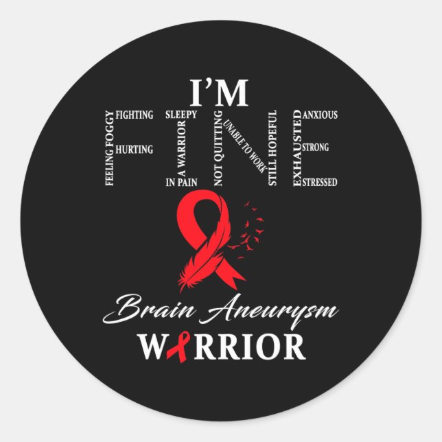 Adesivo Brain Aneurysm Warrior Eu estou bem (Frente)