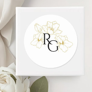 Adesivo Branca Casamento de Monograma Floral