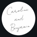 Adesivo Branca de Boho Branca de Casamento com Escrita Man<br><div class="desc">Vinheta redonda Clássica Boho Boho de Escrita Manuscrita Moderna em Branco</div>