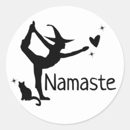 Adesivo Branca de Bruxas Branca de Gato Negro Yoga Namaste