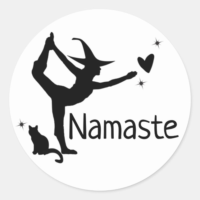 Adesivo Branca de Bruxas Branca de Gato Negro Yoga Namaste (Frente)