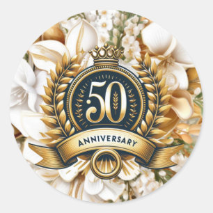 Adesivo Branca e Dourada Floral 50 anos