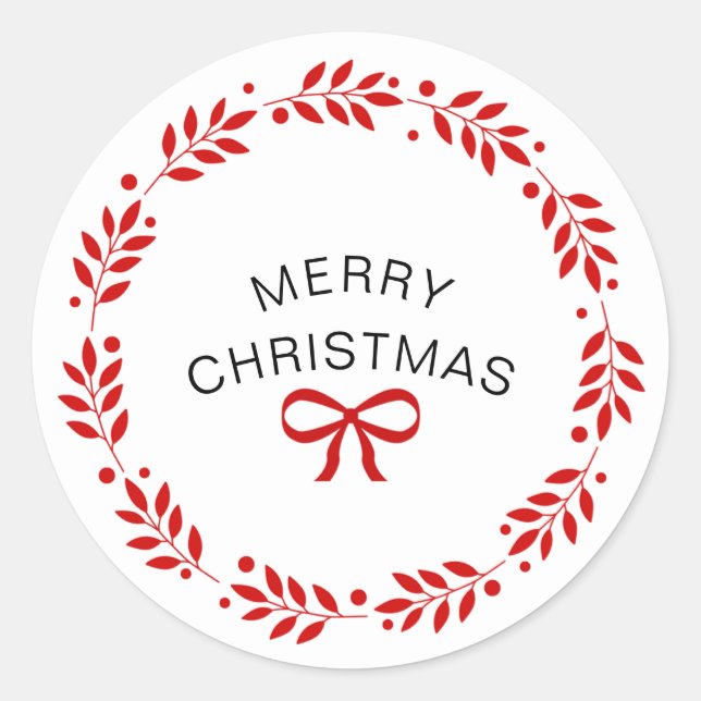 Adesivo Branca e Vermelho Moderno Feliz Natal (Frente)
