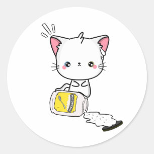 Adesivo Branca engraçada Gato derramado maionese